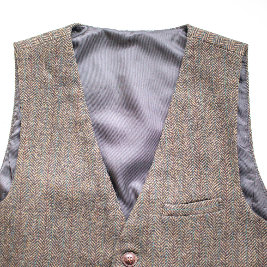 Vintage Brown Herringbone Vest Size Medium