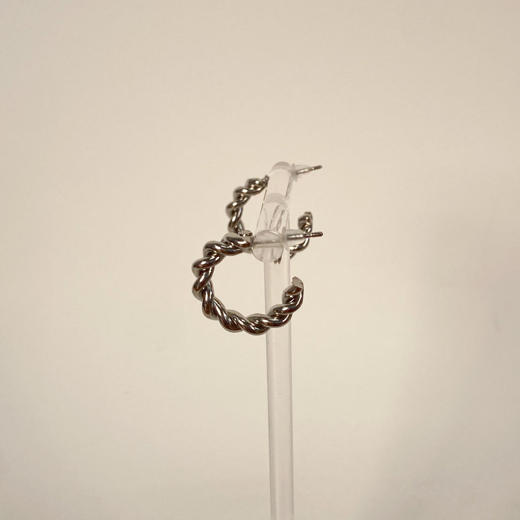 Vintage Silver Twist Small Hoops