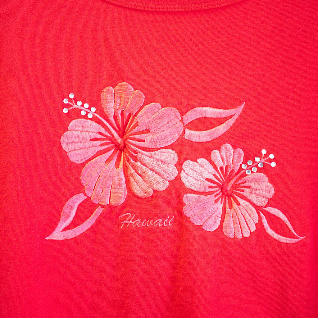 Sun International Hawaii Floral Embroidered T-Shirt Size X-Large