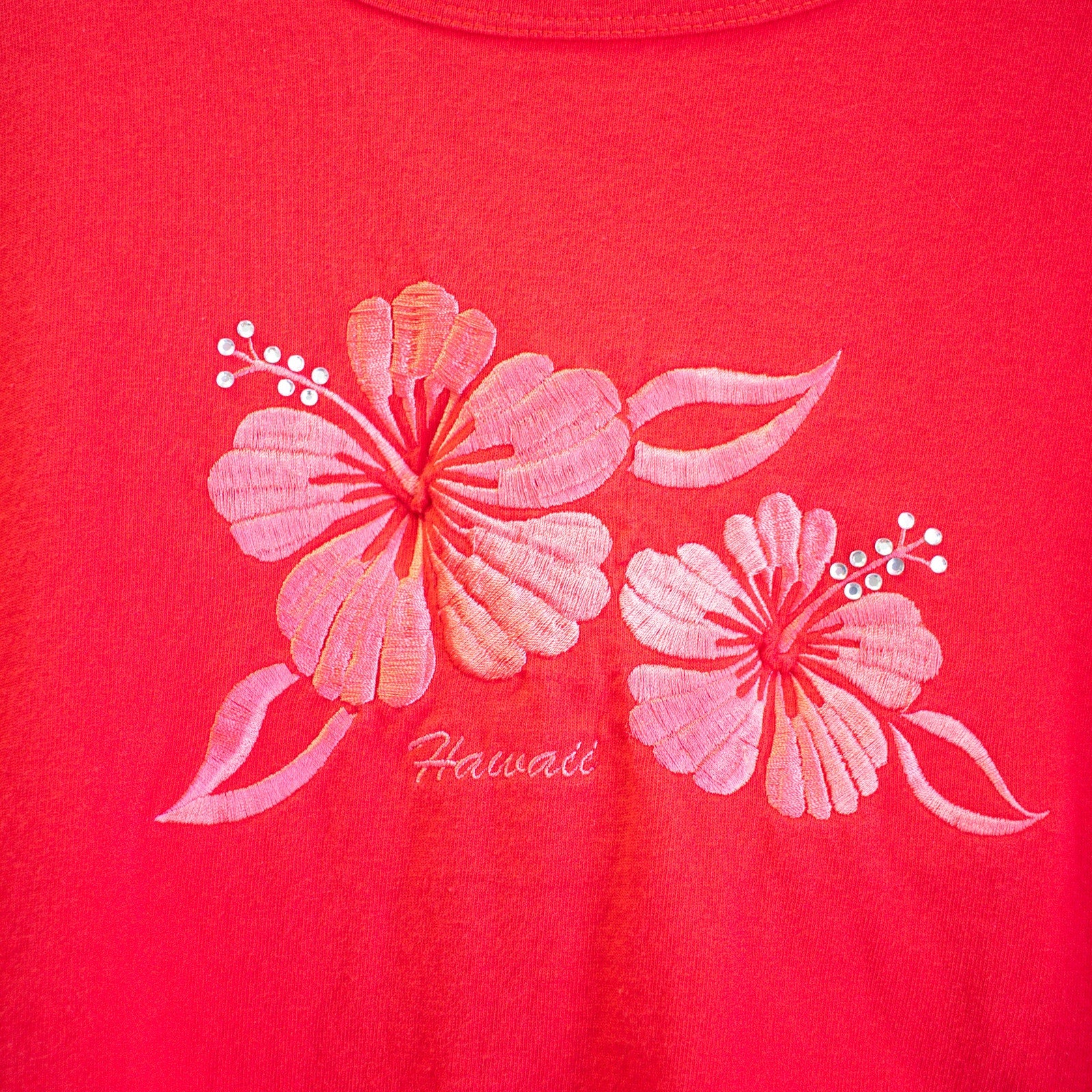 Sun International Hawaii Floral Embroidered T-Shirt Size X-Large