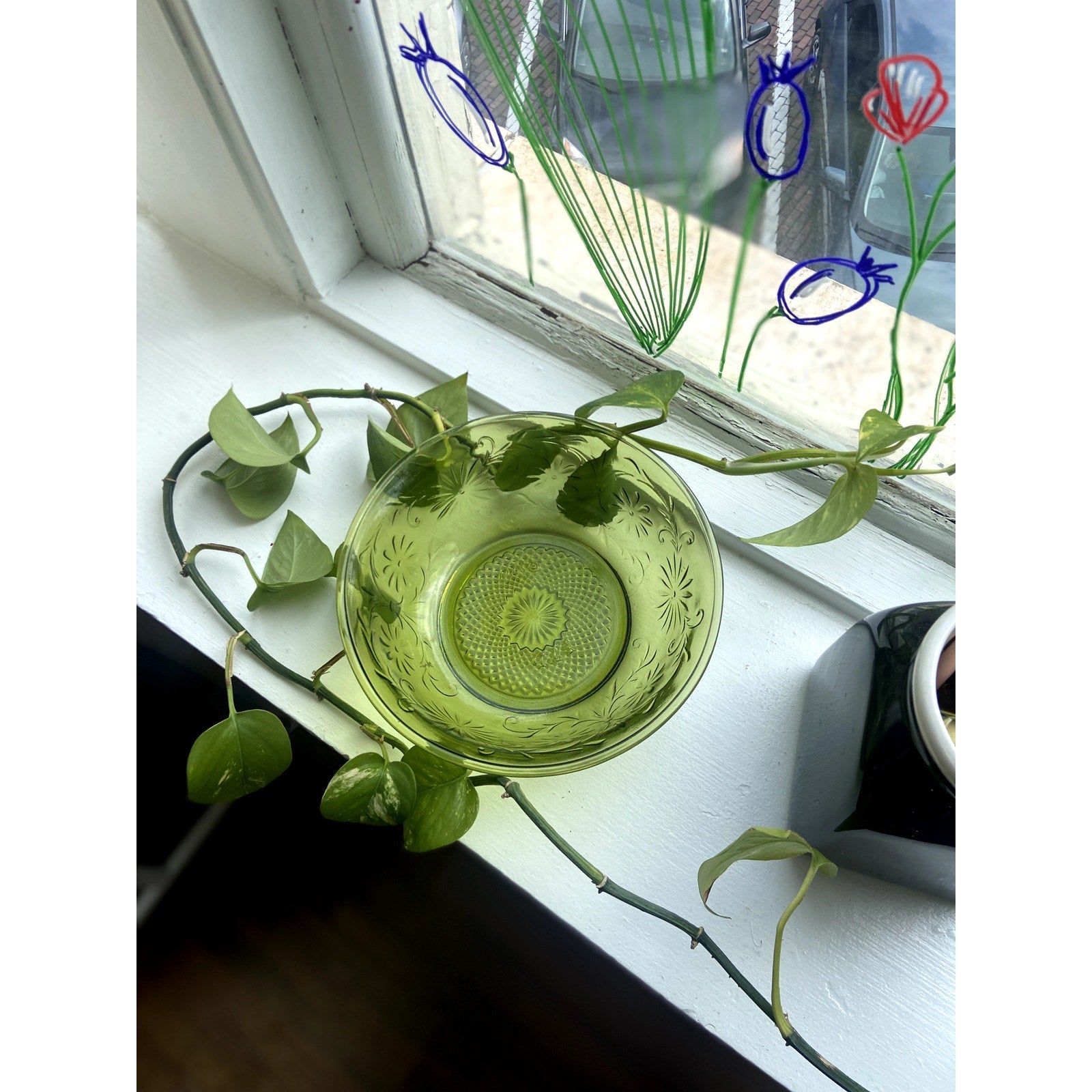 Green Depression Glass Style Bowl
