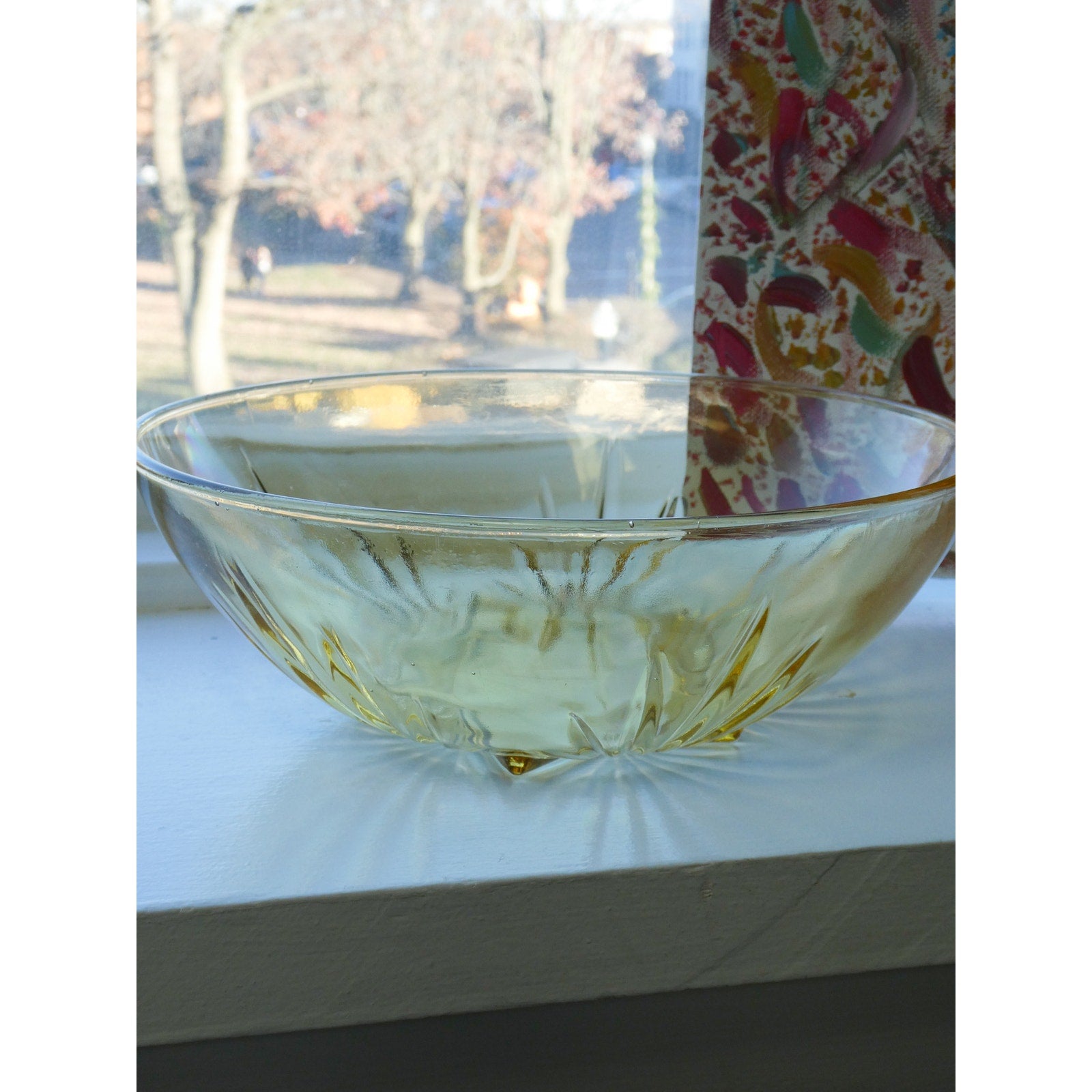 Star Amber Glass Bowl Depression Glass Style