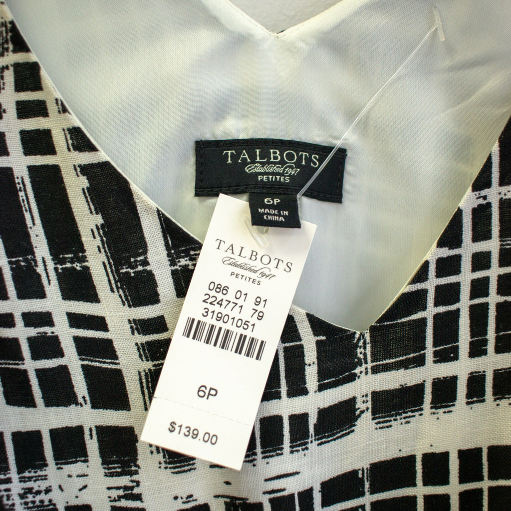 Talbots Plaid Asymmetric Sleeveless Wrap Waist Cocktail Dress Size 6P