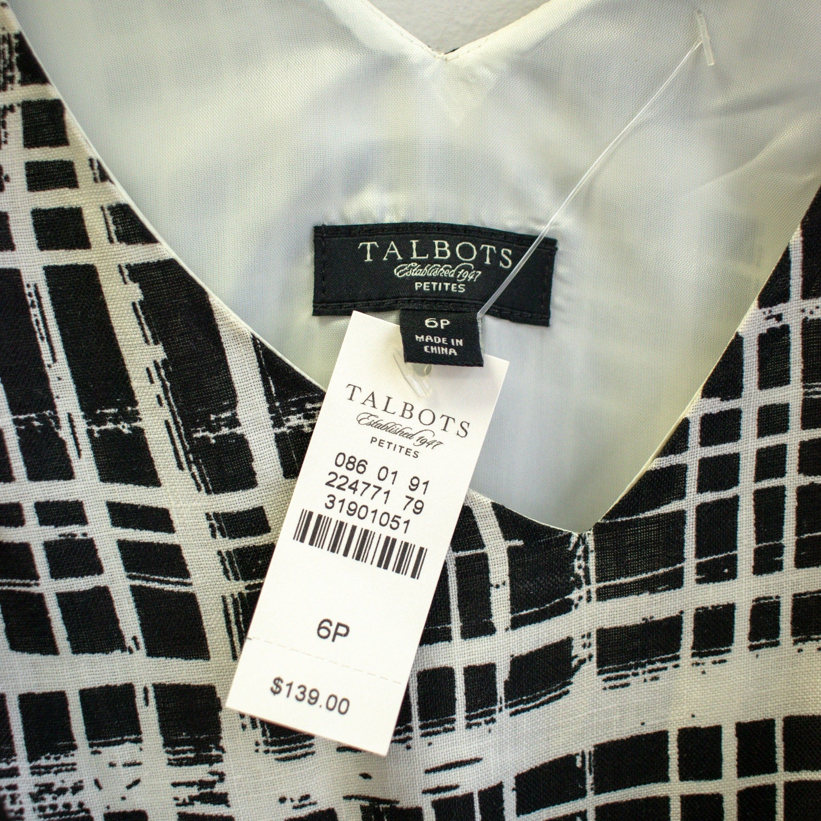 Talbots Plaid Asymmetric Sleeveless Wrap Waist Cocktail Dress Size 6P
