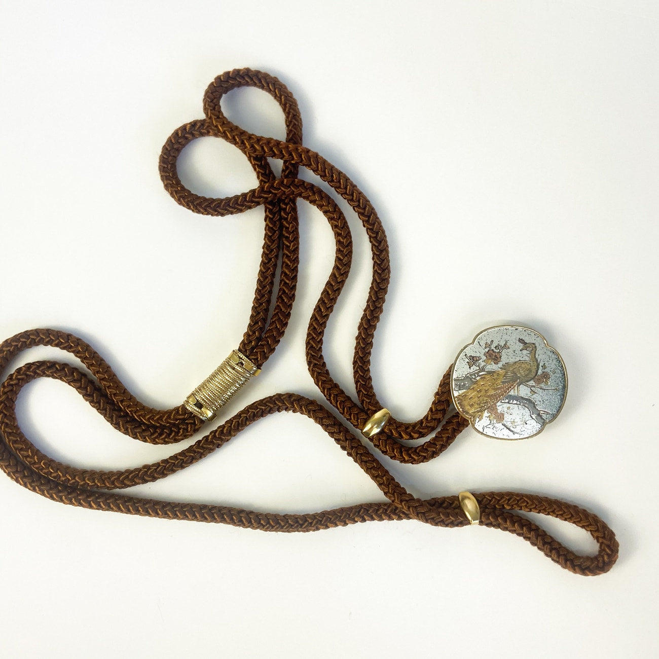 Vintage Rope Belt Peacock Buckle 38 inches Long