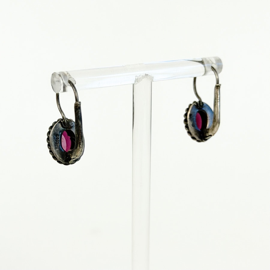 Sterling Silver Stone Inlay Estate Earrings