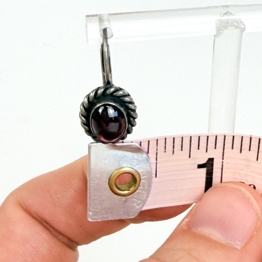 Sterling Silver Stone Inlay Estate Earrings