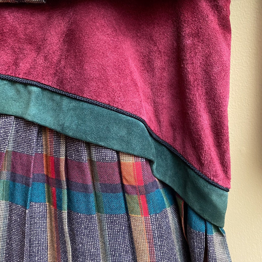 Plaid Workwear Dress Vintage Saks Fifth Avenue Pleated Skirt Drop Waist Size 12