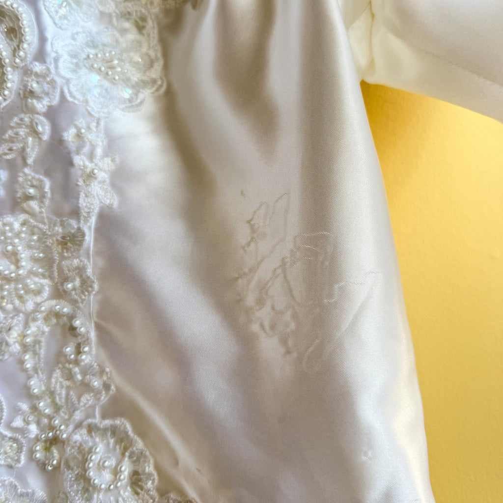 Wedding Dress 1980s Puff Sleeve Open Back Dress