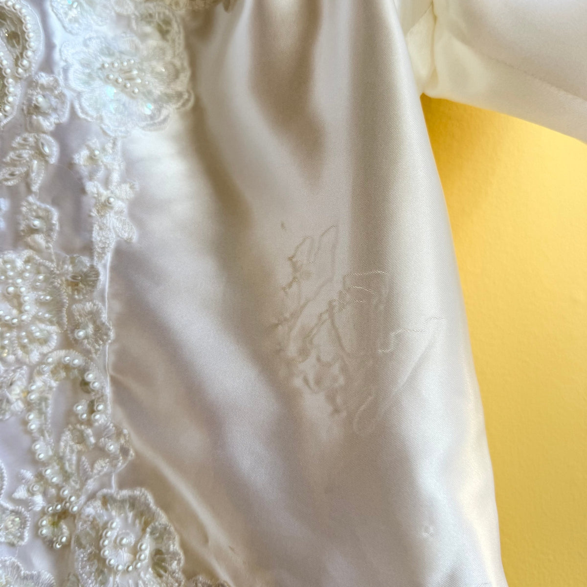 Wedding Dress 1980s Puff Sleeve Open Back Dress