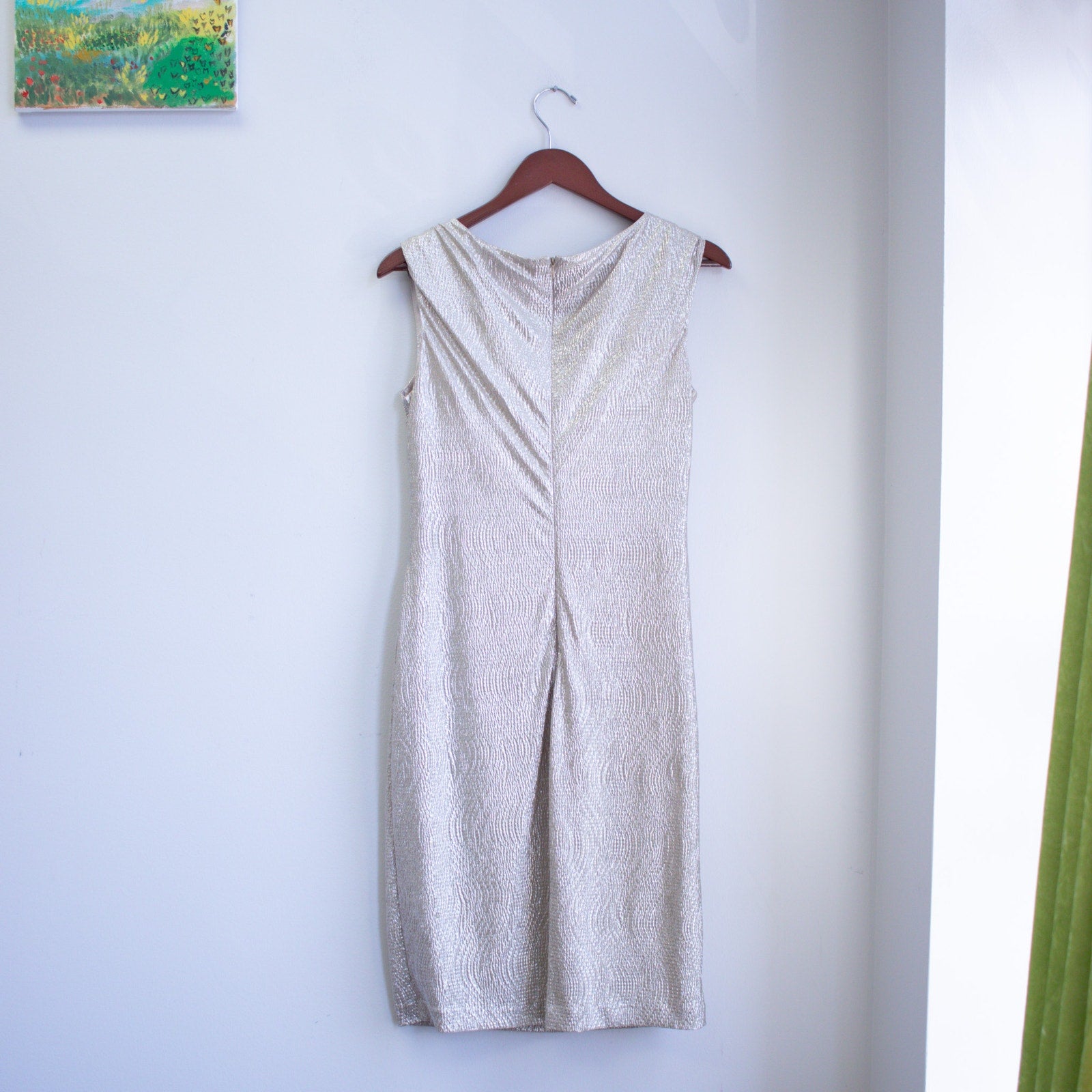 Ralph Lauren Size 12 Washed Gold Cocktail Dress NYE New Years Eve Dress