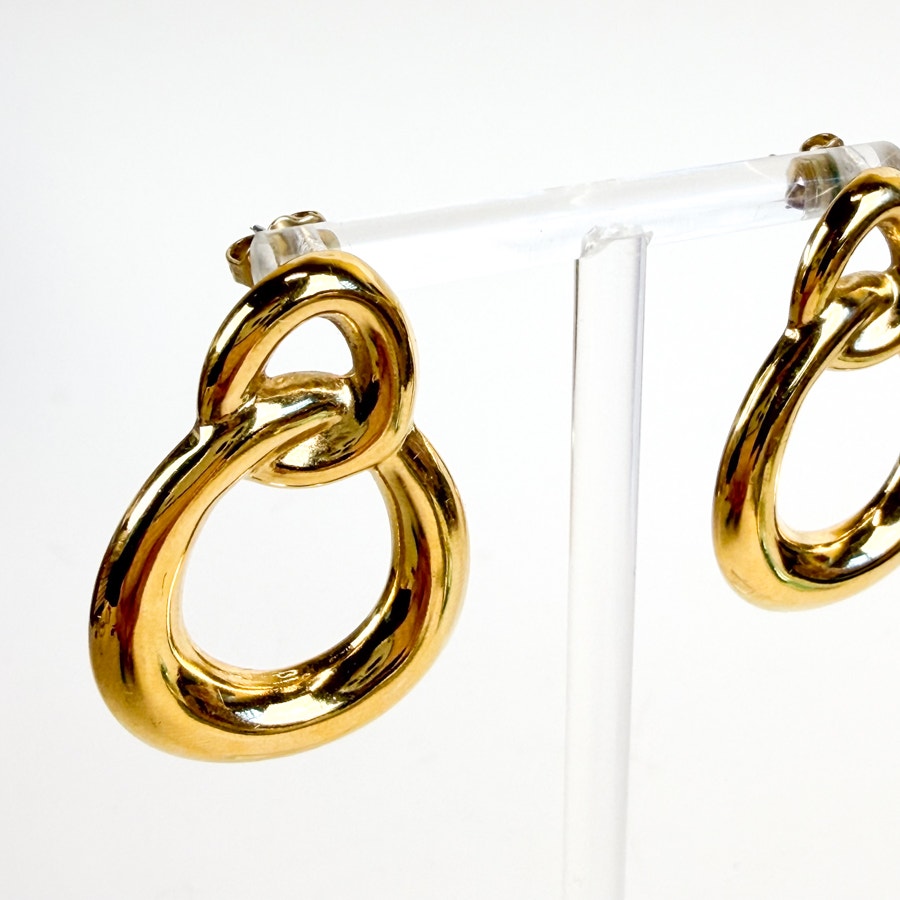 Gold Tone Twisted Post Vintage Classic Earrings