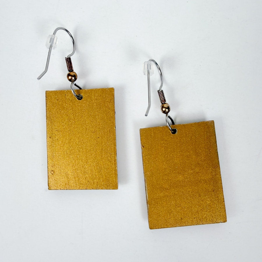 Yellow Dangly Painting Earrings Vintage