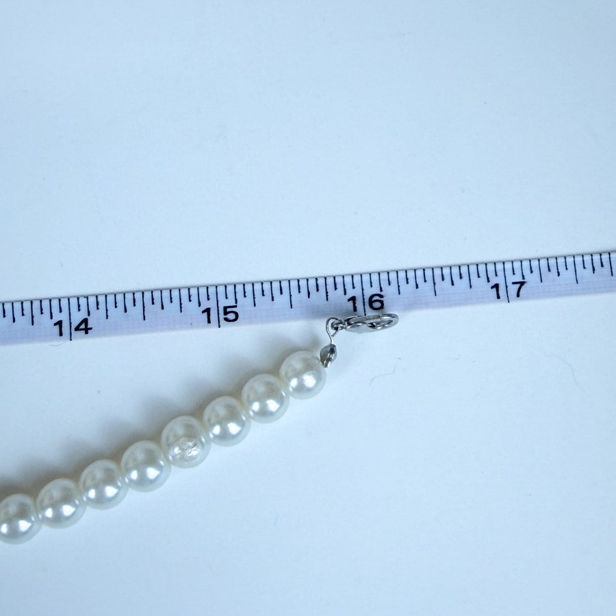 Faux Pearl Beaded Necklace Glass Beads