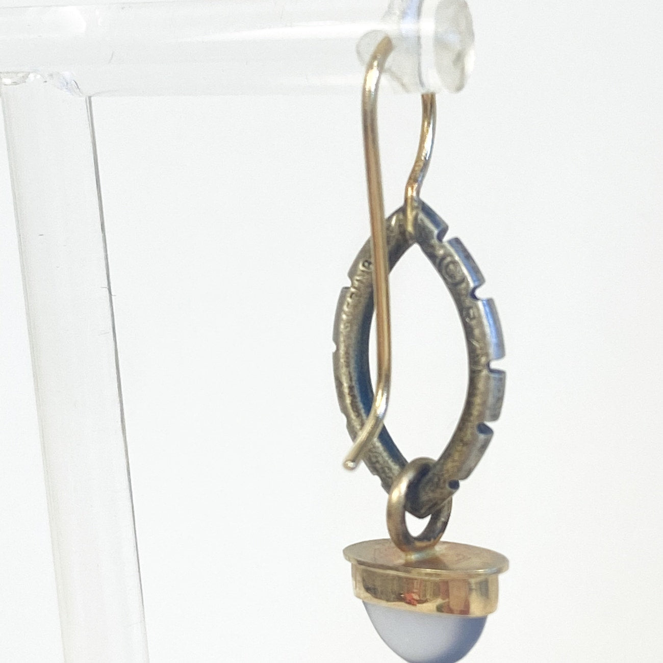 Gold and Sterling Silver Purple Moonstone Drop Earrings