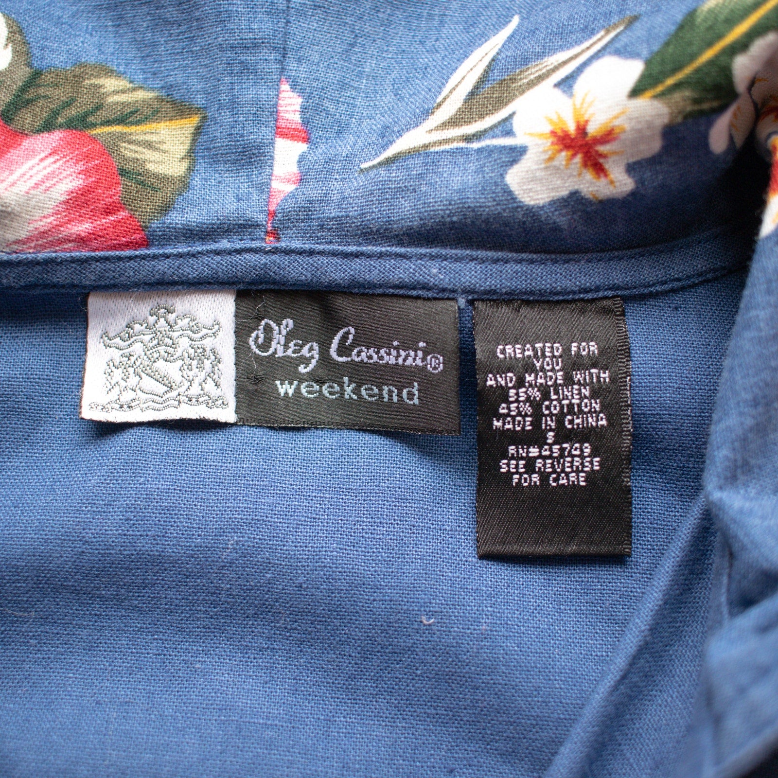 Vintage Floral Hooded Blue Button-up Chore Coat Jacket