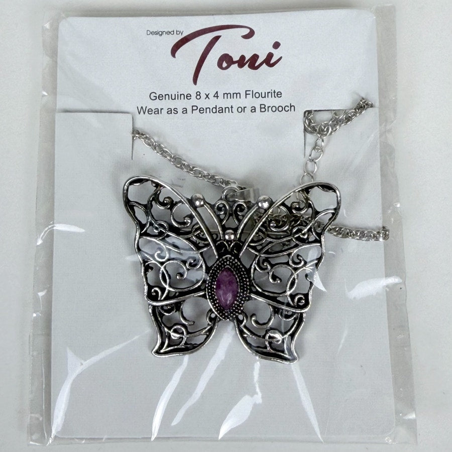 Butterfly Flourite Pendant & Brooch