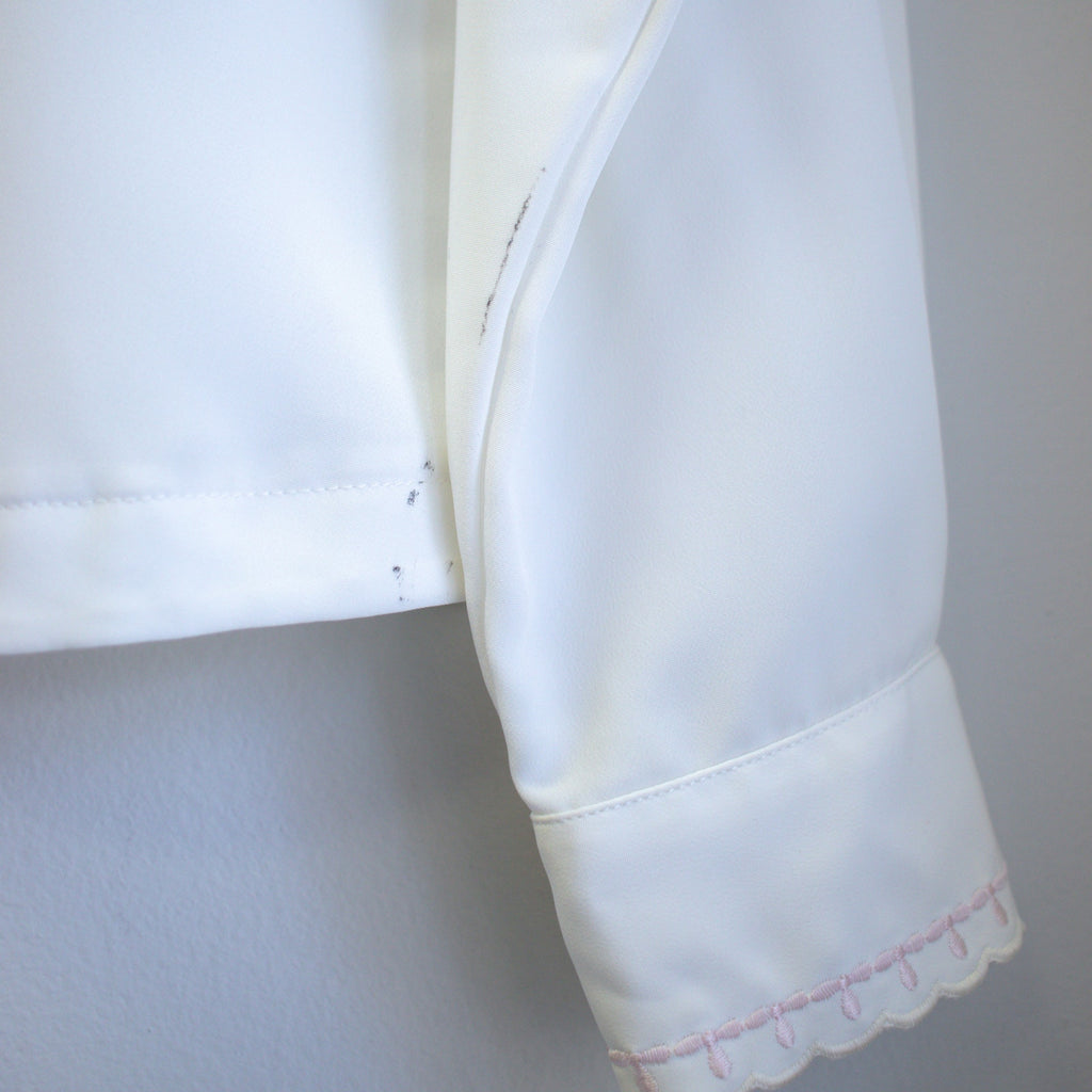 Vintage Christie & Jill Floral Embroidered Silky Button-up Blouse Size 10