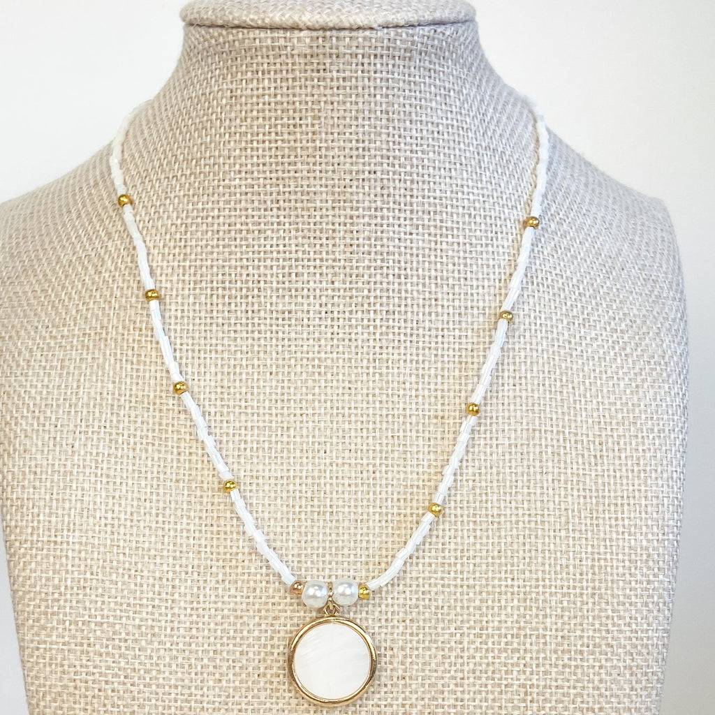 Beachy White Shell Bead Necklace