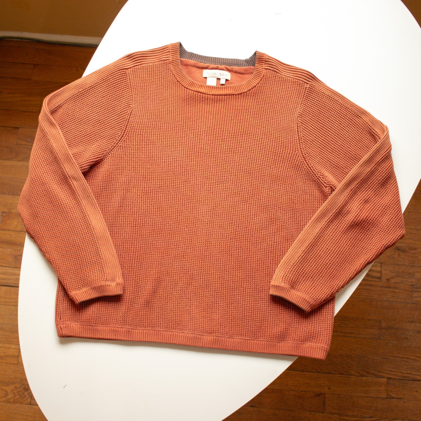 Vintage Rust Knit 90s Crew Neck Sweater Size Large