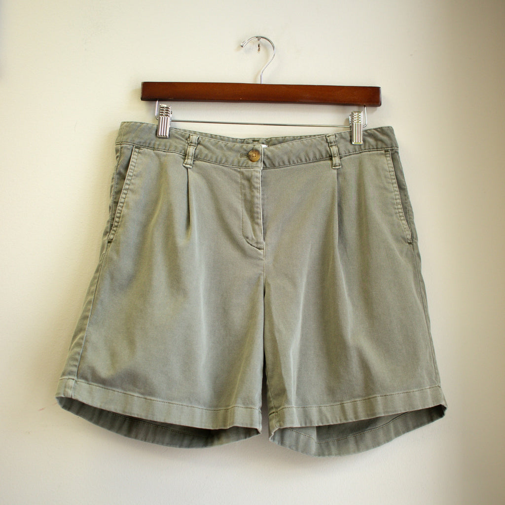 J.Jill Washed Olive Pleated Shorts Size 8
