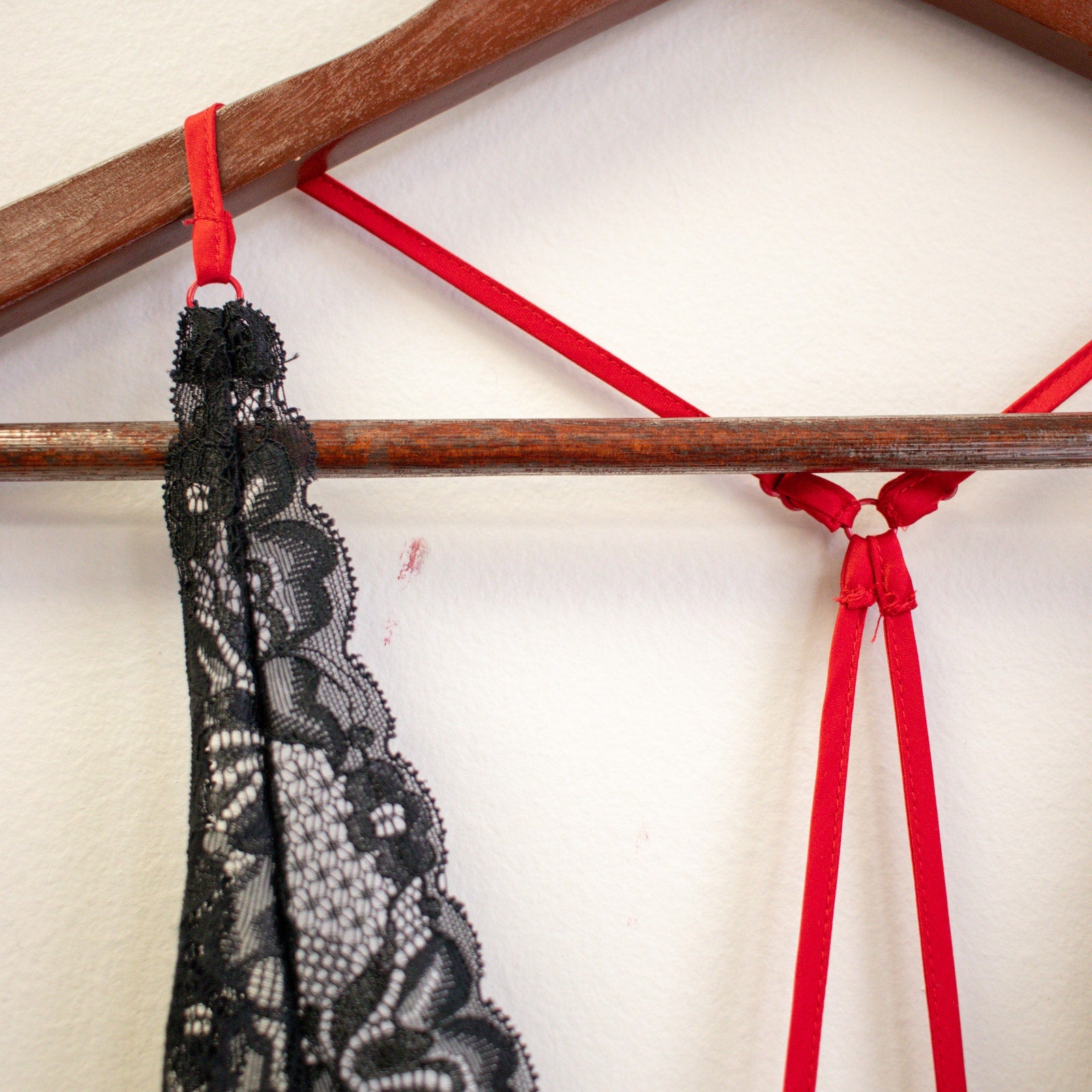 Jezebel Red and Black Lace Silky Slip Nighty Size Large