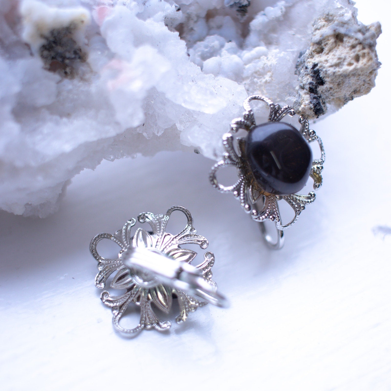 Vintage Amber Stone Clip-on Earrings