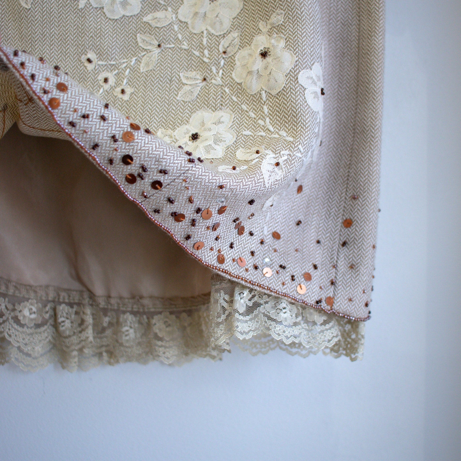 Mac & Jac Vintage Floral and Lace Accented Skirt Size 12