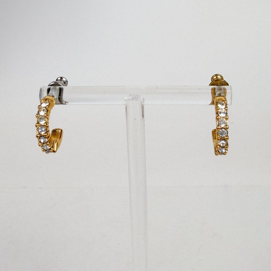 Little Gold-Tone .5 Inch Hoops Rhinestone Minimalist Style
