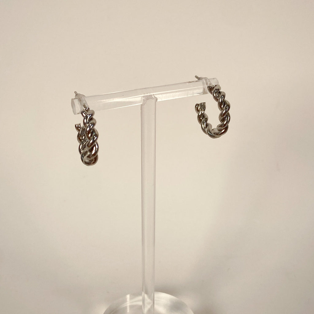 Vintage Silver Twist Small Hoops