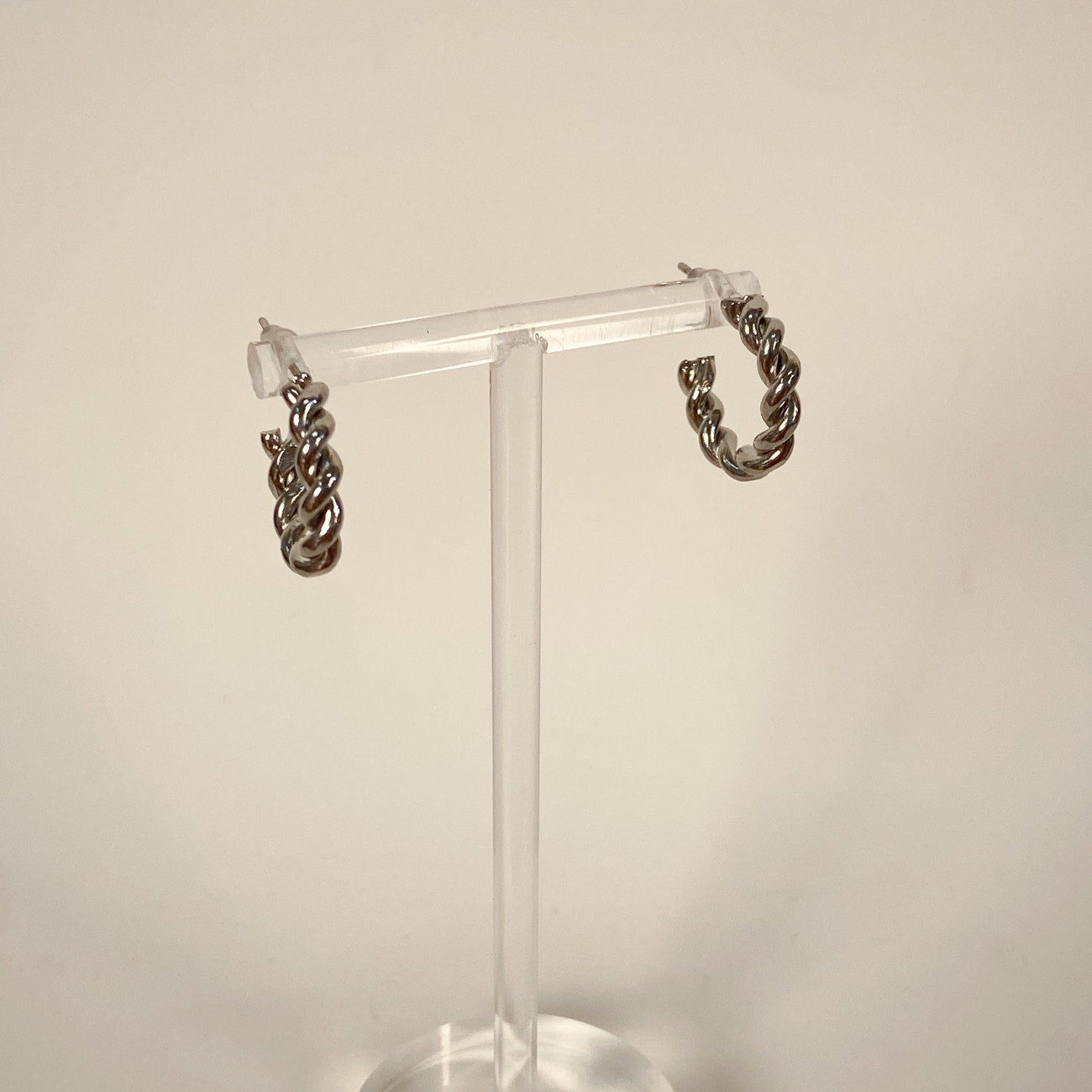 Vintage Silver Twist Small Hoops