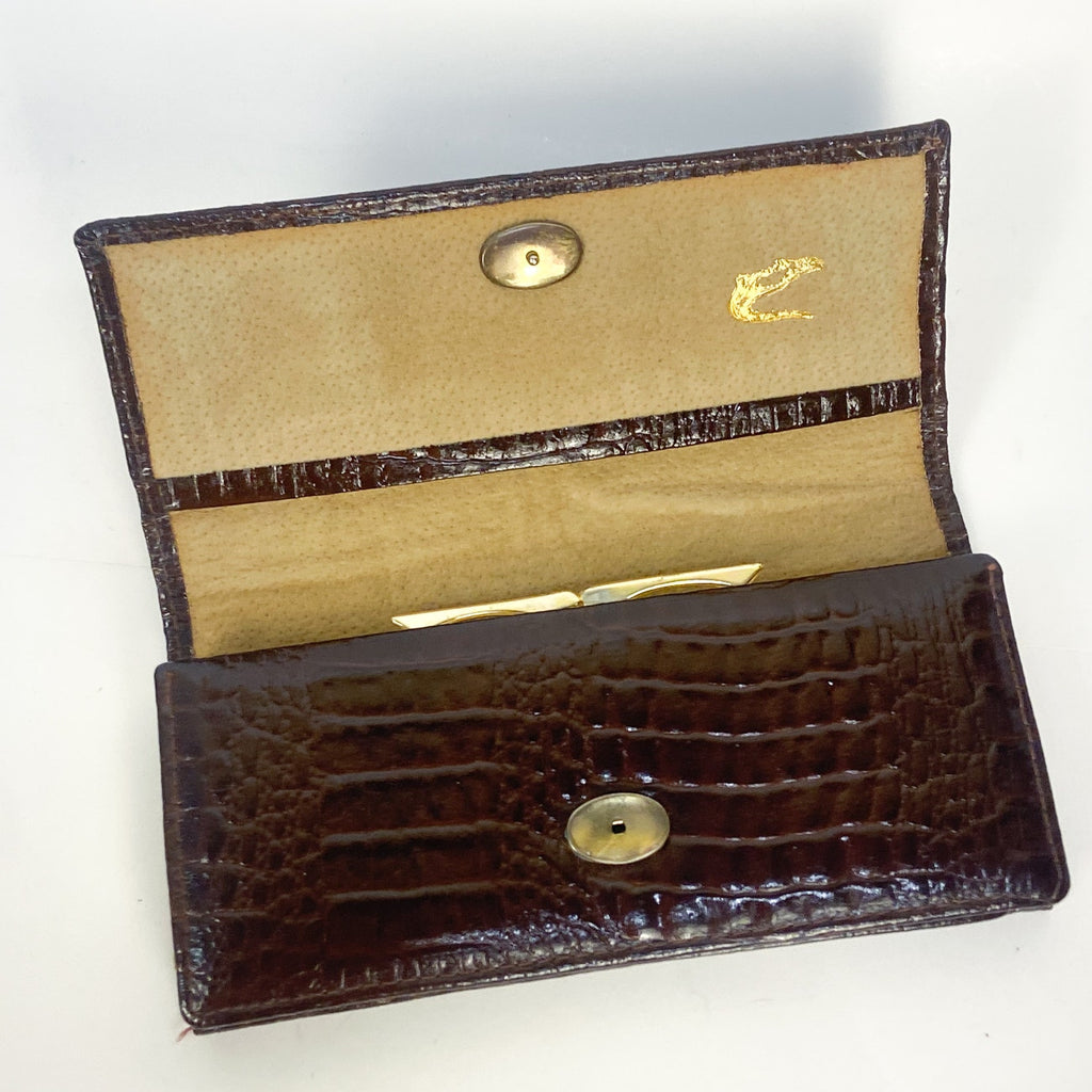 Brown Leather Wallet Pierre Cardin Vintage 80s