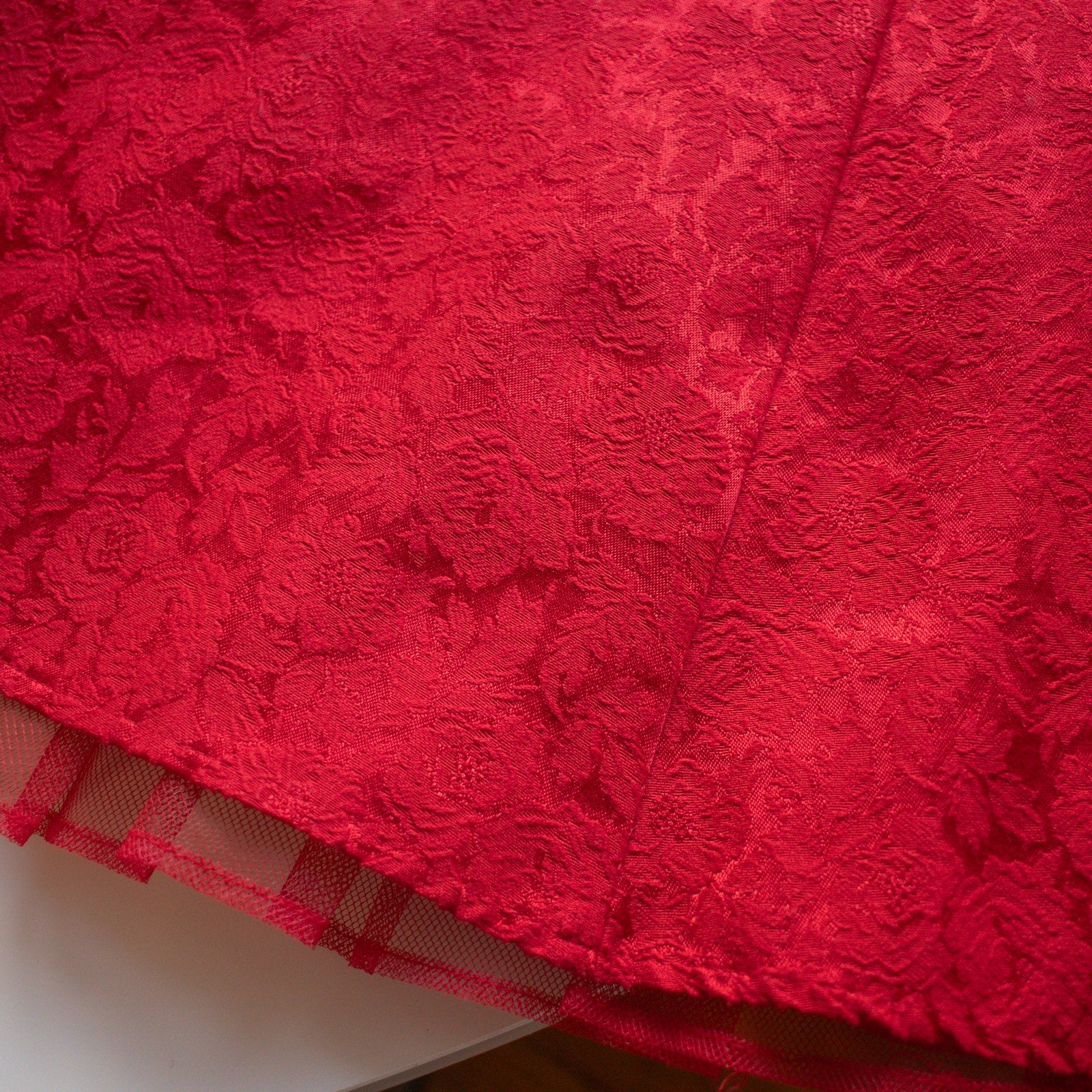 Vintage Red Floral A-Line Knee Length Cocktail Dress Size 5