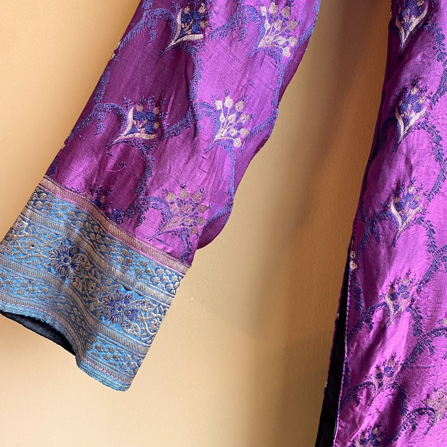 Sherwani Purple and Green Satin Women's Small