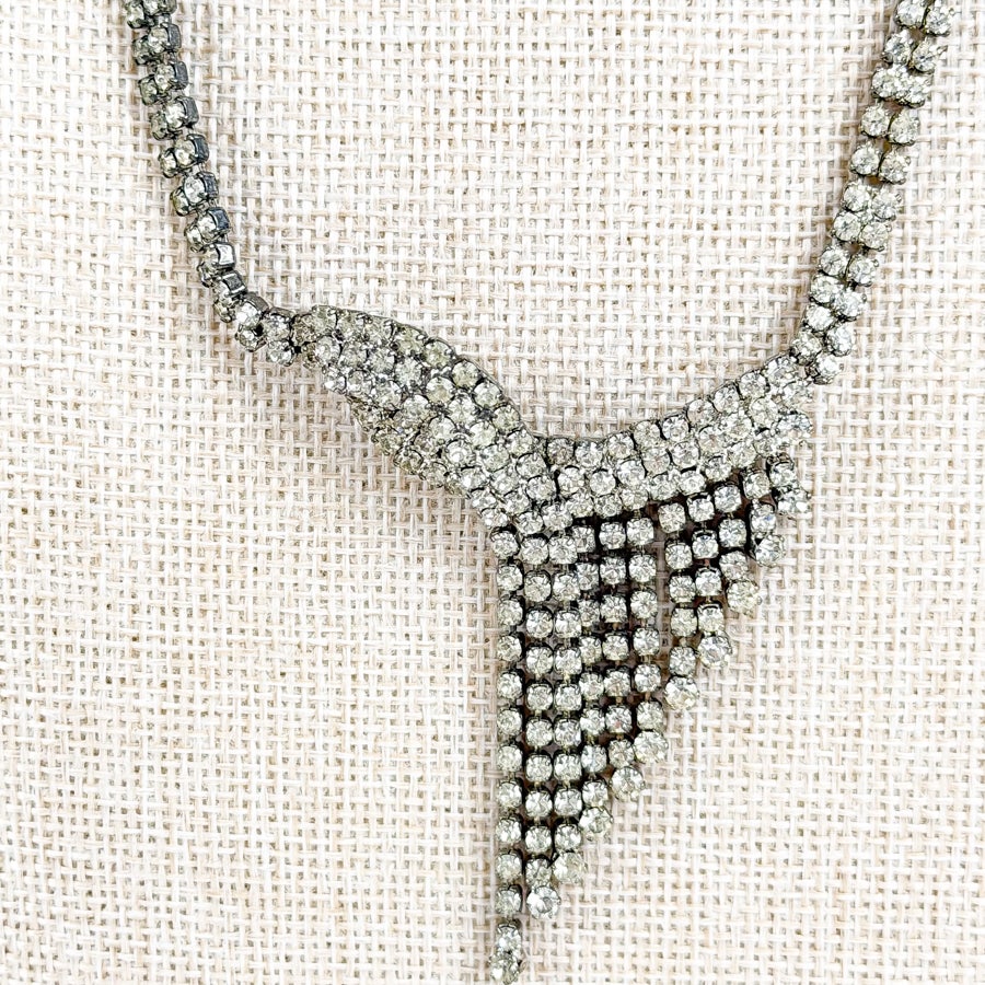 Vintage Rhinestone Fringe Necklace