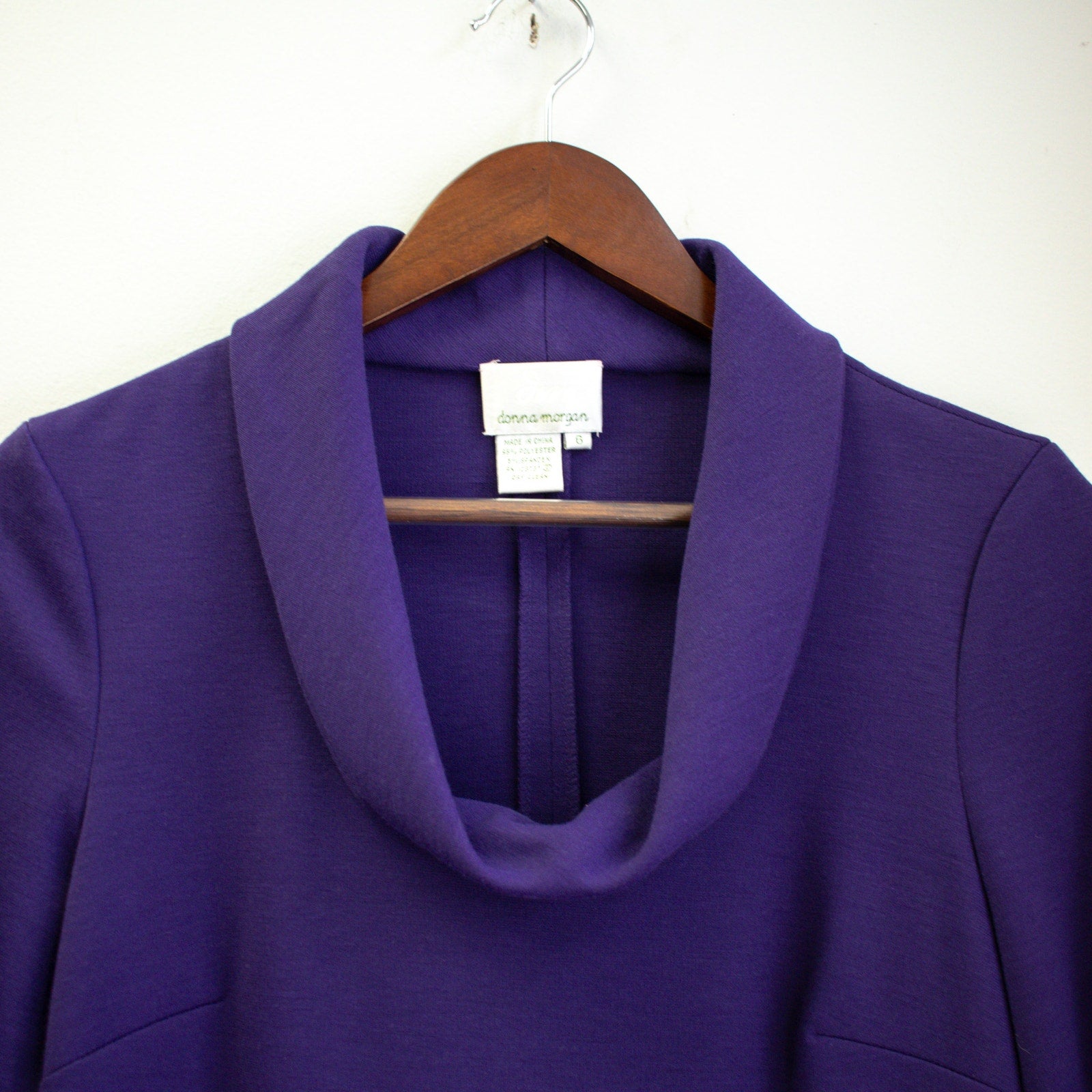 Donna Morgan Purple Cowl Neck Drop Waist Dress Size 6