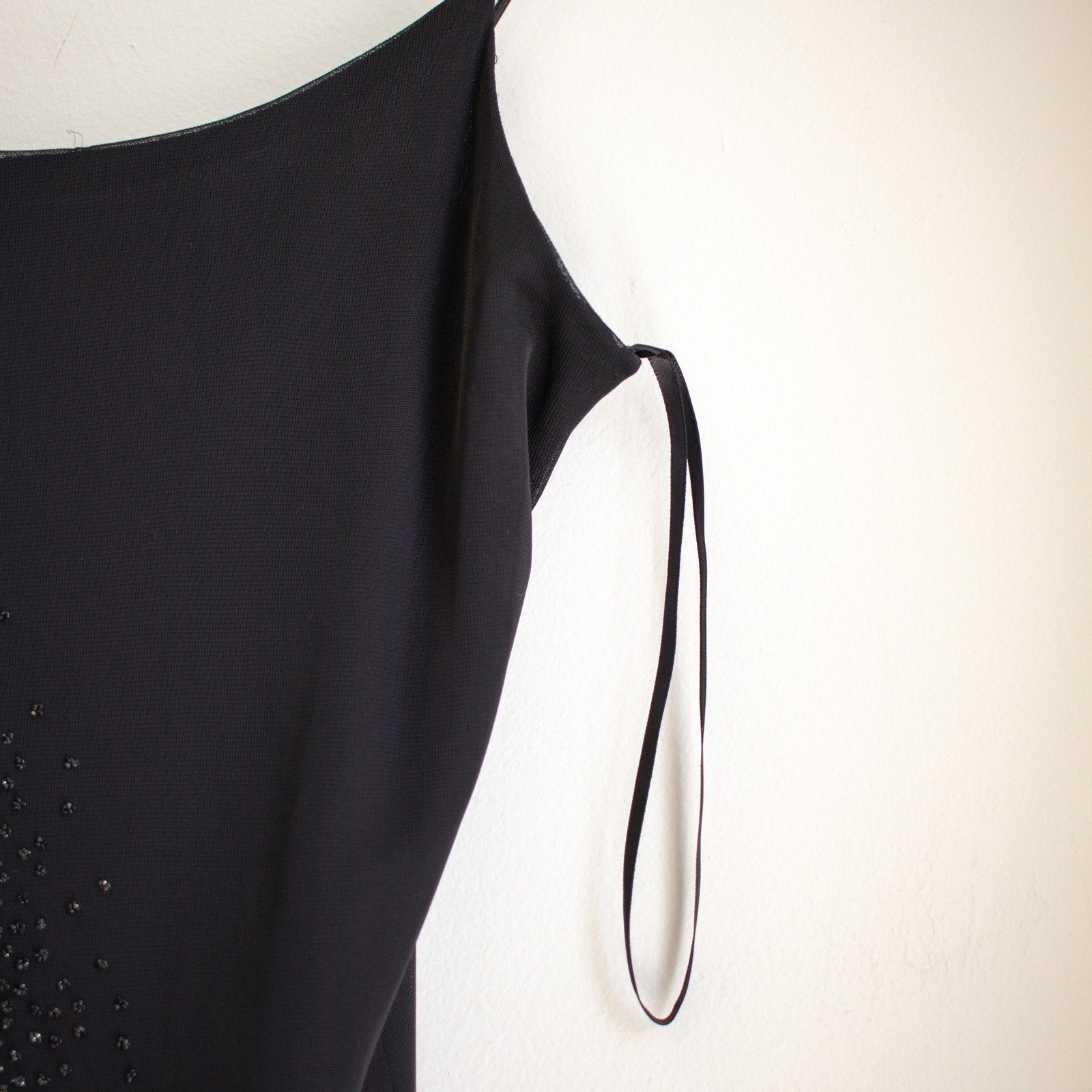 Y2K Black Beaded Layered Slip Dress Size Medium