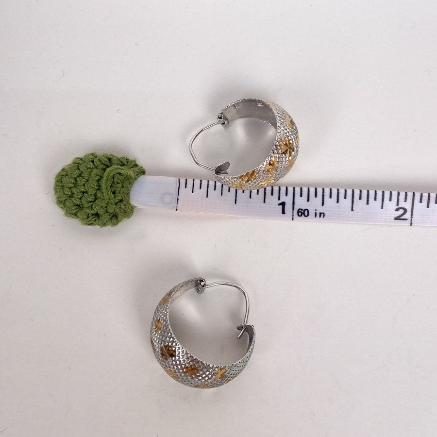 925 Sterling Silver and Gold Hoops Starry Sparkly