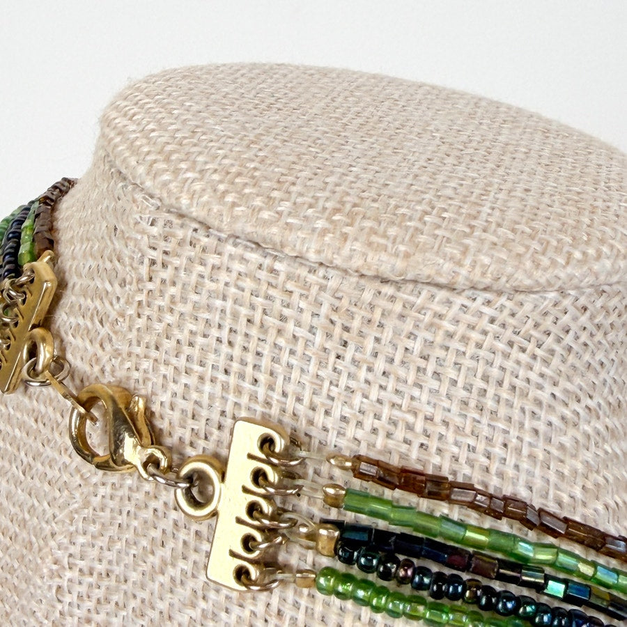 Green Glass Multi-Strand Necklace