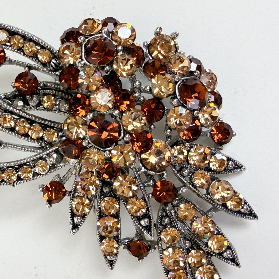 Brown & Champagne Rhinestone Brooch
