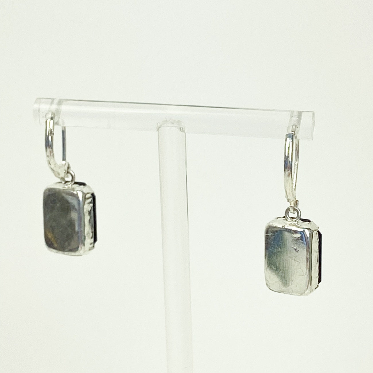Black Dangly Earrings Retro Faceted Silvery Earrings