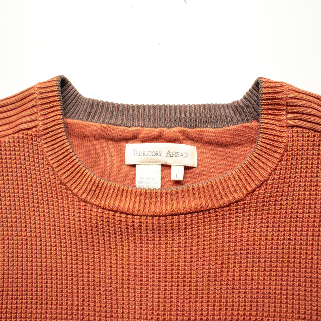 Vintage Rust Knit 90s Crew Neck Sweater Size Large
