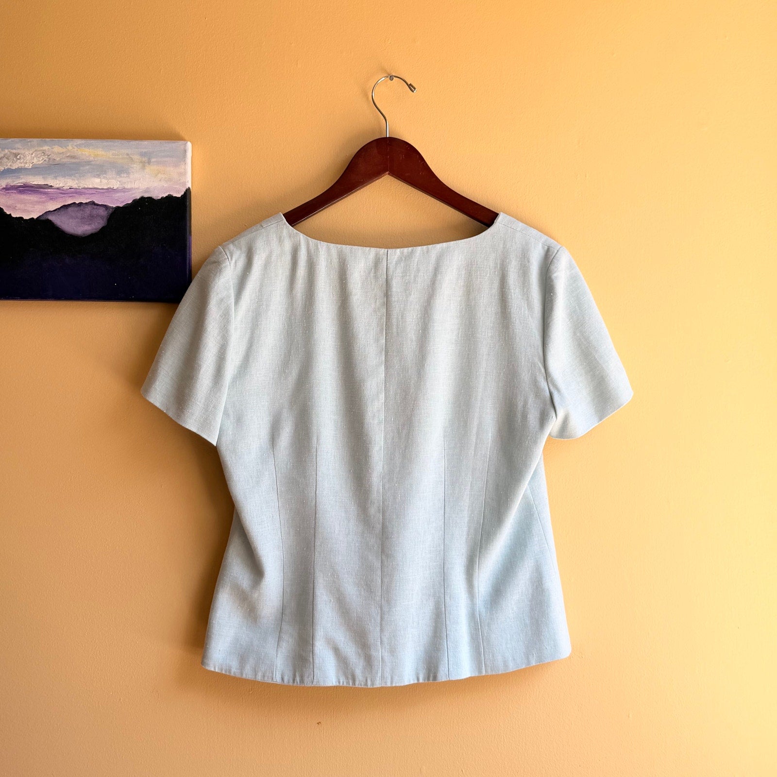 Linen Blend Summery Vintage Shirt Size 6