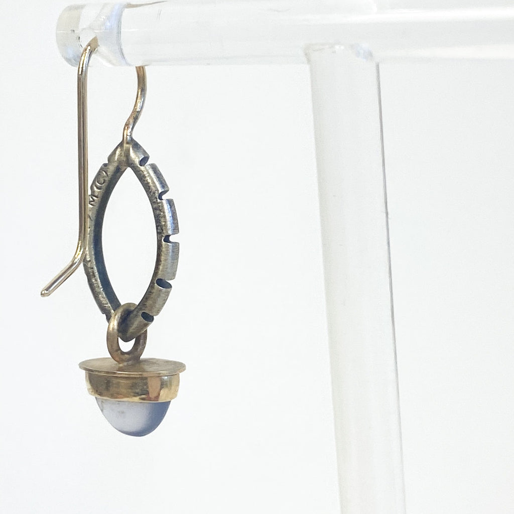 Gold and Sterling Silver Purple Moonstone Drop Earrings