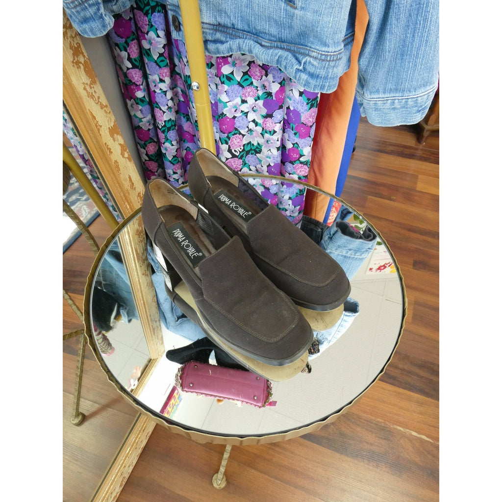 90s Brown Loafers Block Heel Size 8