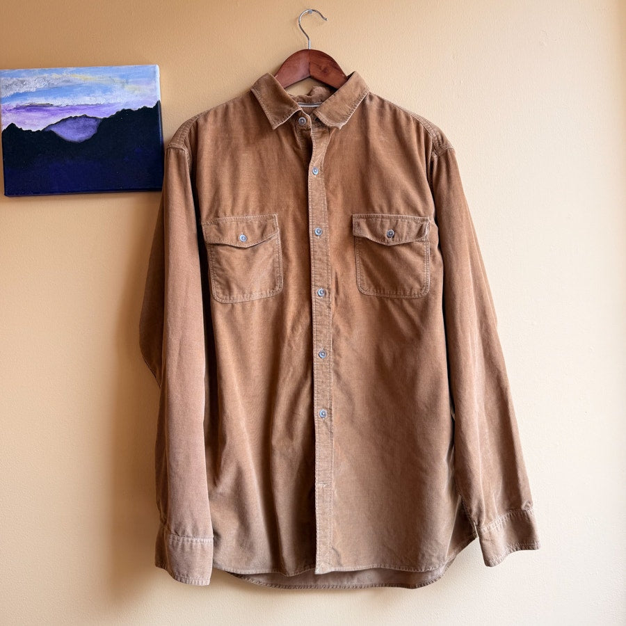 100% Cotton Corduroy Button Up Shirt Mens Size Large