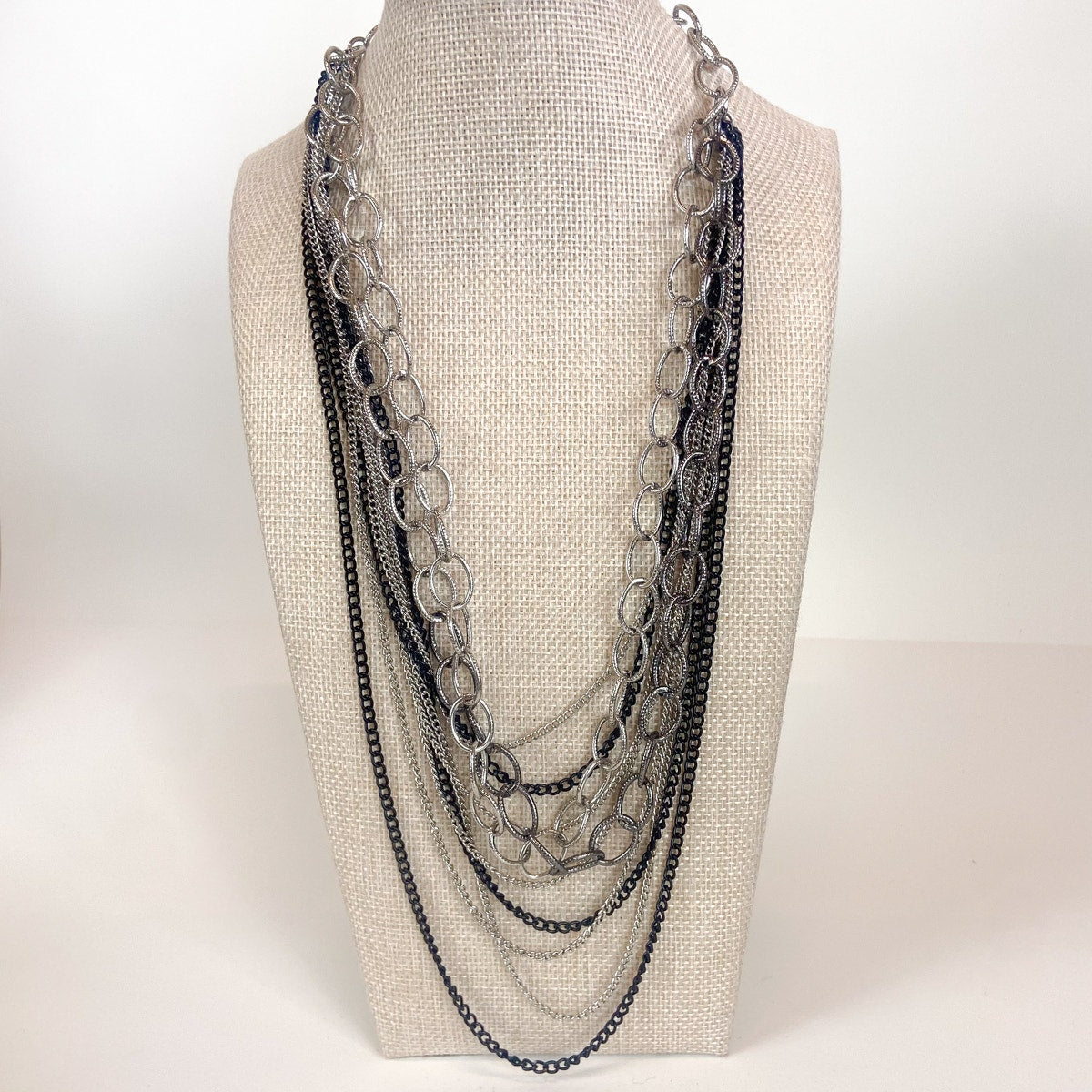 Indie Sleaze Multi-Strand Silver and Black New York and Company Necklace