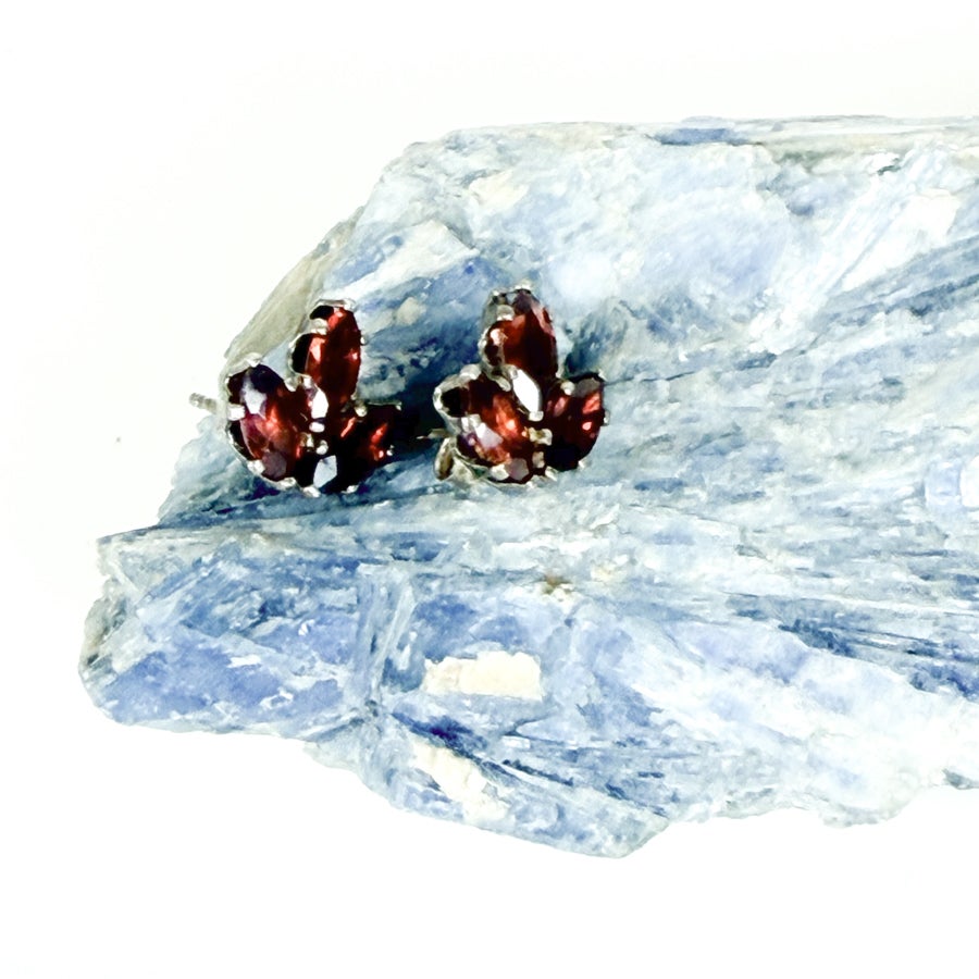 Triple Marquis Lotus Flower Sterling Silver Studs