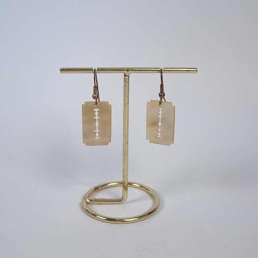 Vintage Mother of Pearl Razor Blade Earrings