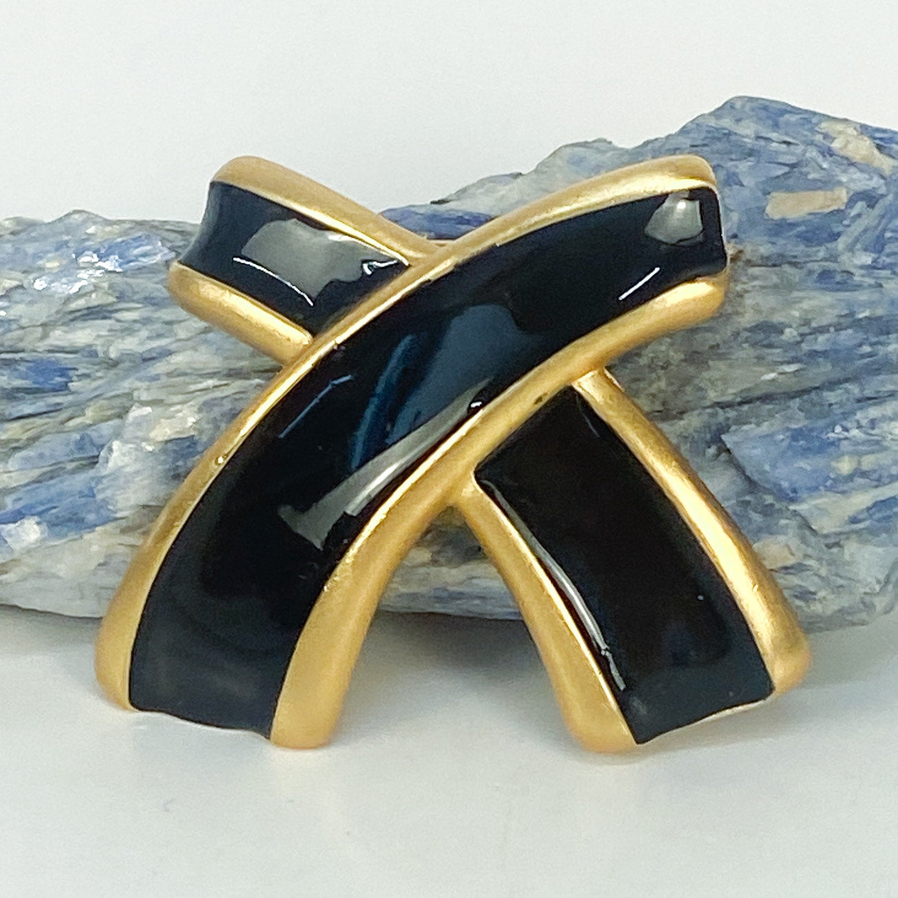 1980s Anne Klein X-Shaped Brooch